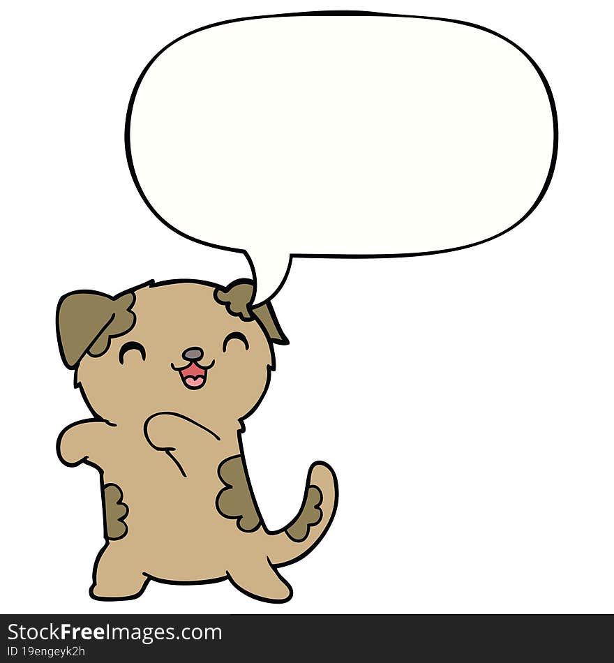 Cute Cartoon Puppy And Speech Bubble