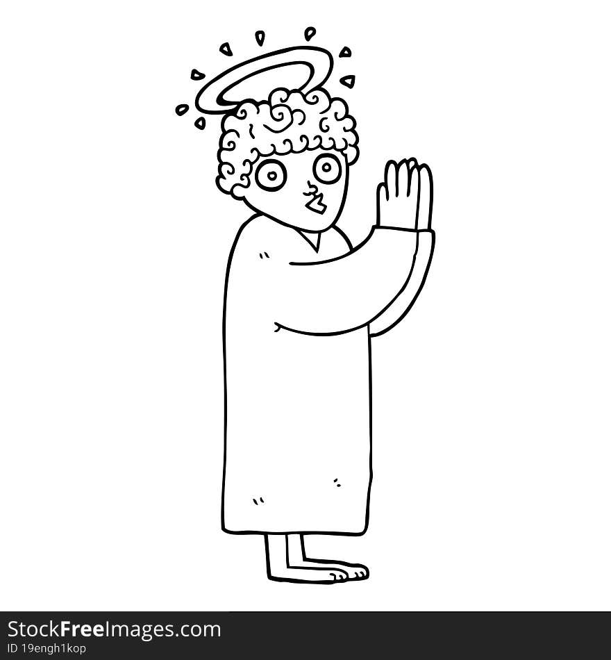 line drawing cartoon angel praying