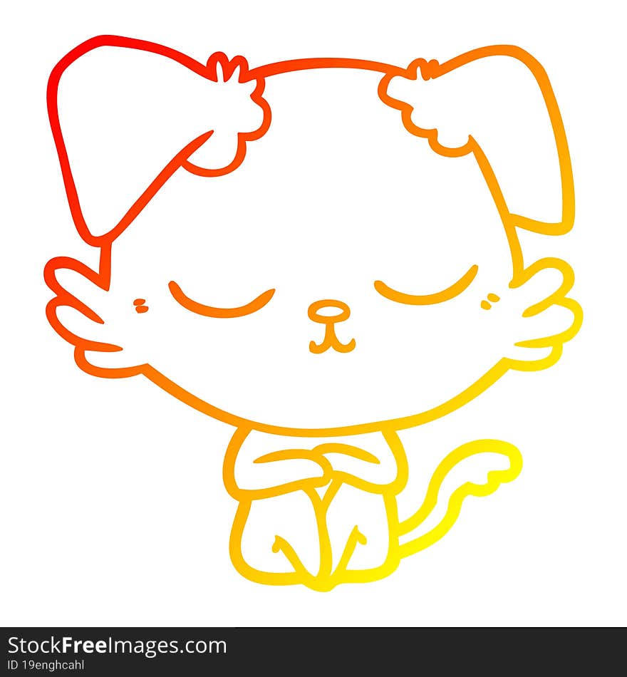 Warm Gradient Line Drawing Cute Cartoon Dog