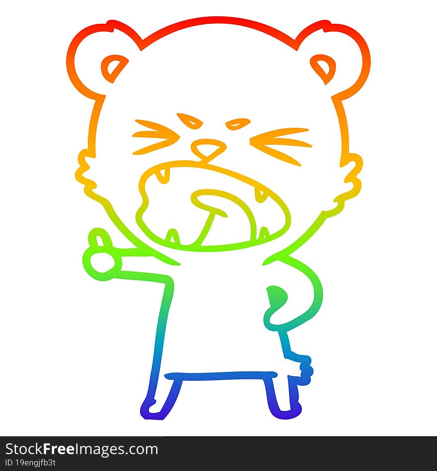 rainbow gradient line drawing angry cartoon bear