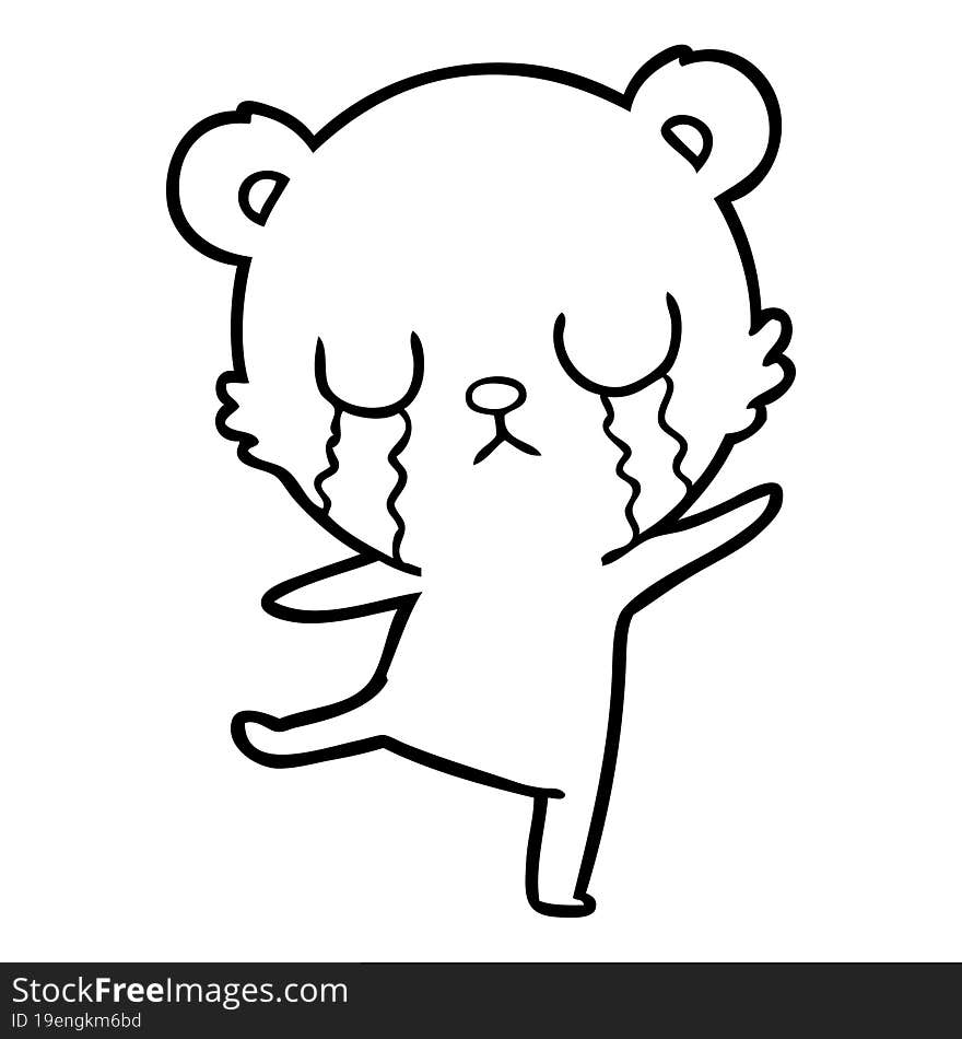 crying cartoon bear doing a sad dance. crying cartoon bear doing a sad dance