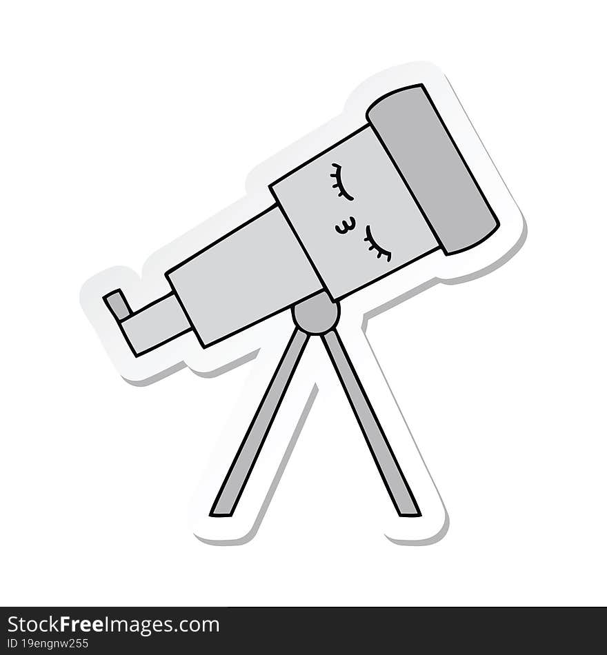 Sticker Of A Cute Cartoon Telescope