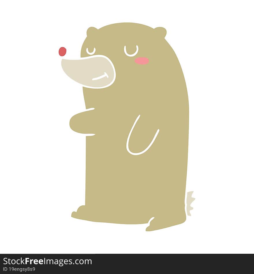 cute flat color style cartoon bear