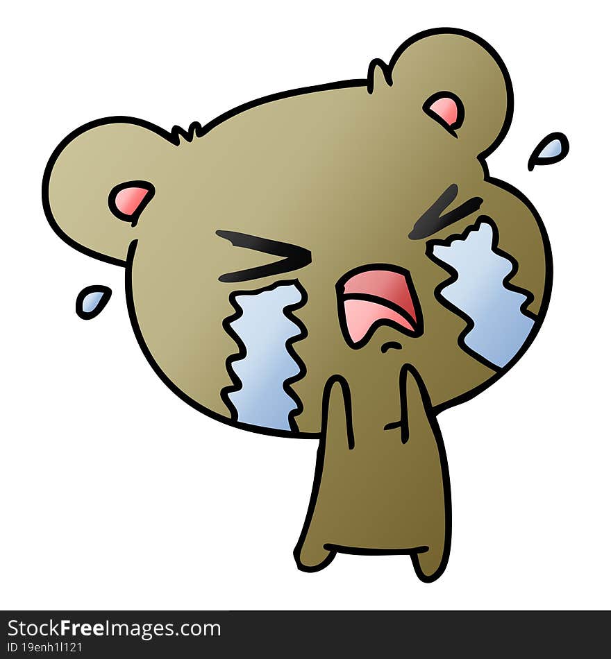 Gradient Cartoon Of A Cute Crying Bear