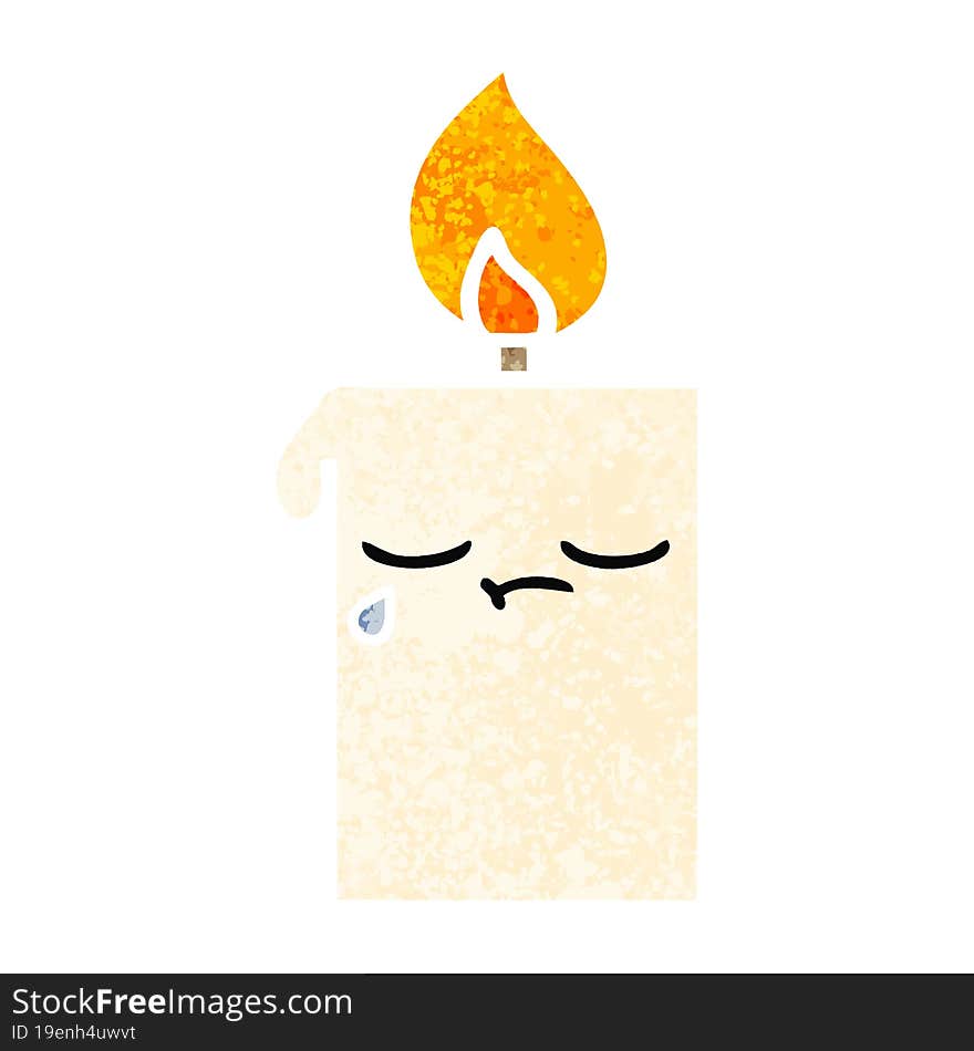 retro illustration style cartoon lit candle