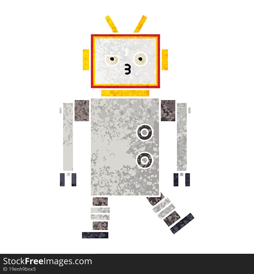 Retro Illustration Style Cartoon Robot