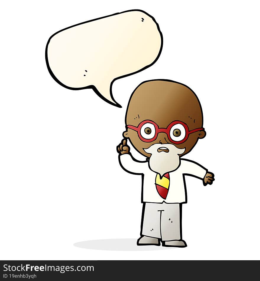 cartoon professor with speech bubble