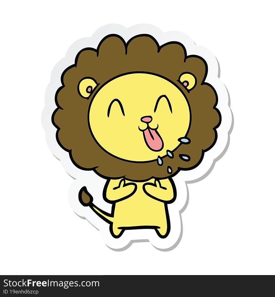 sticker of a happy cartoon lion