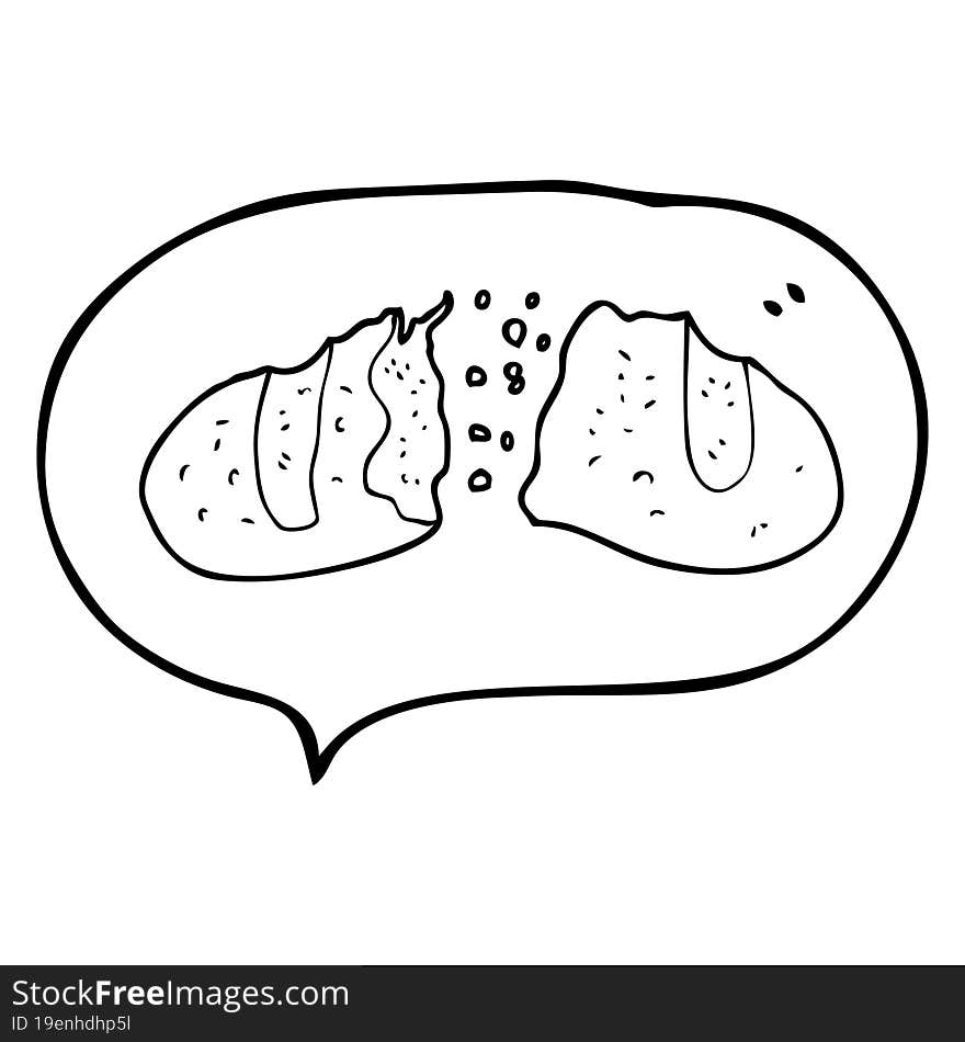 speech bubble cartoon loaf of bread