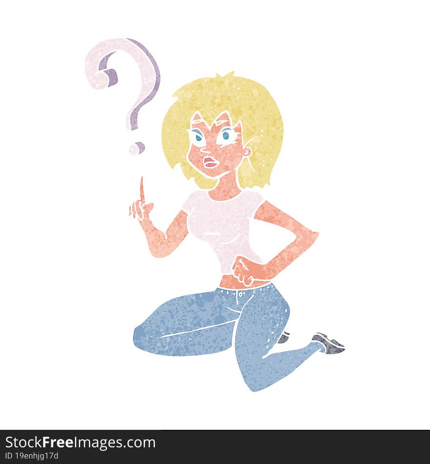 Cartoon Woman Asking Question