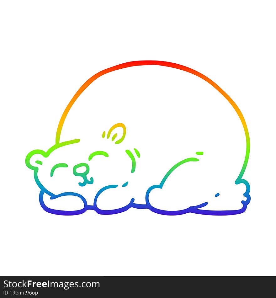 rainbow gradient line drawing cartoon content bear sleeping