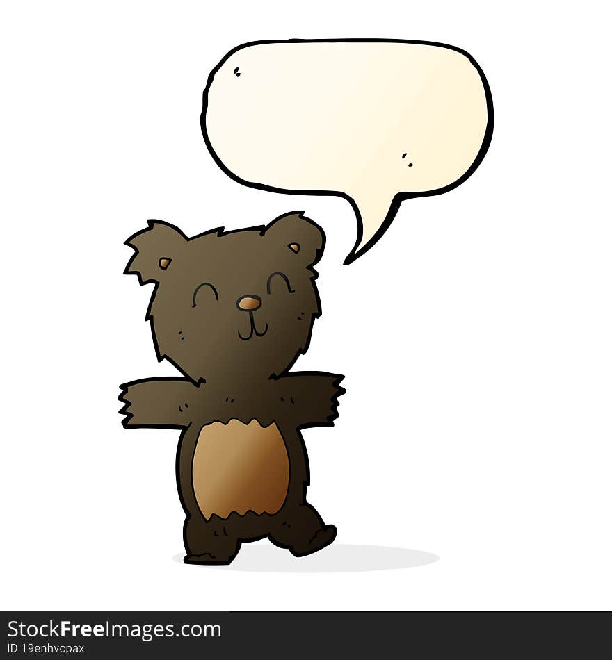 cartoon cute black bear cub with speech bubble