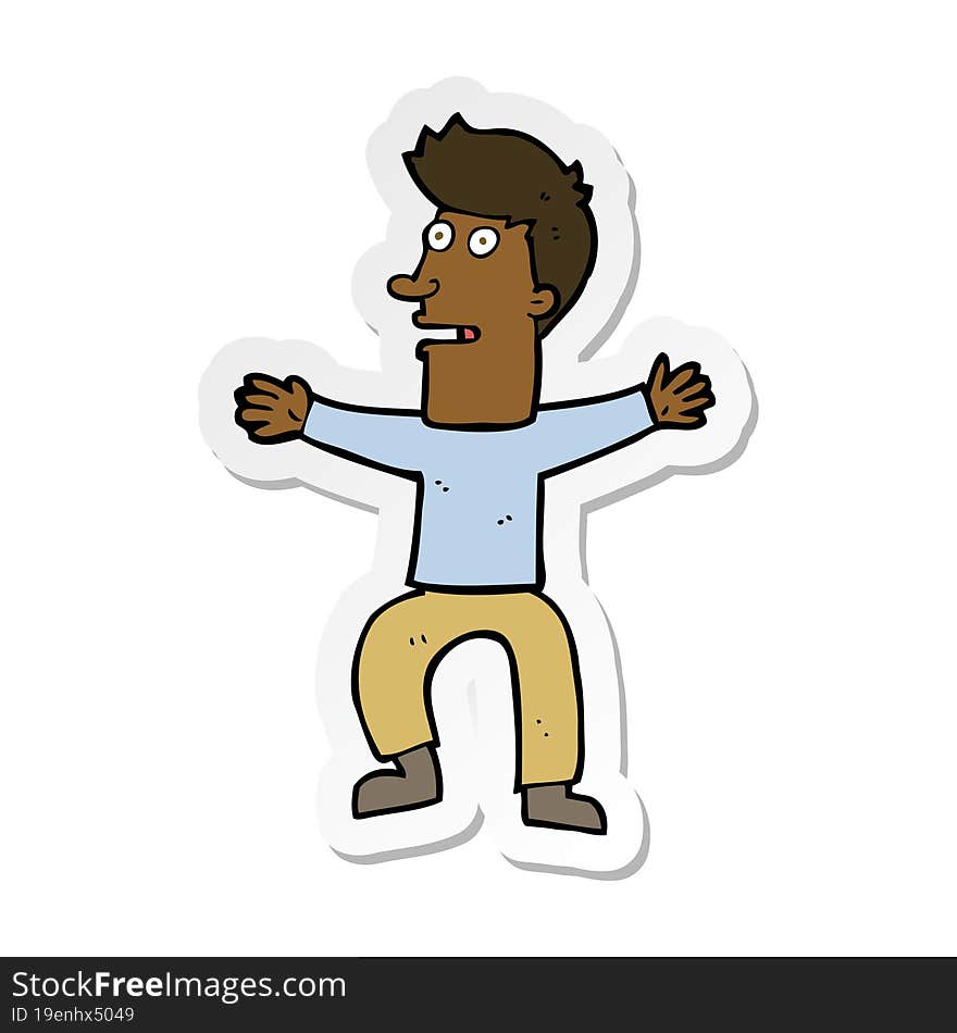 Sticker Of A Cartoon Startled Man