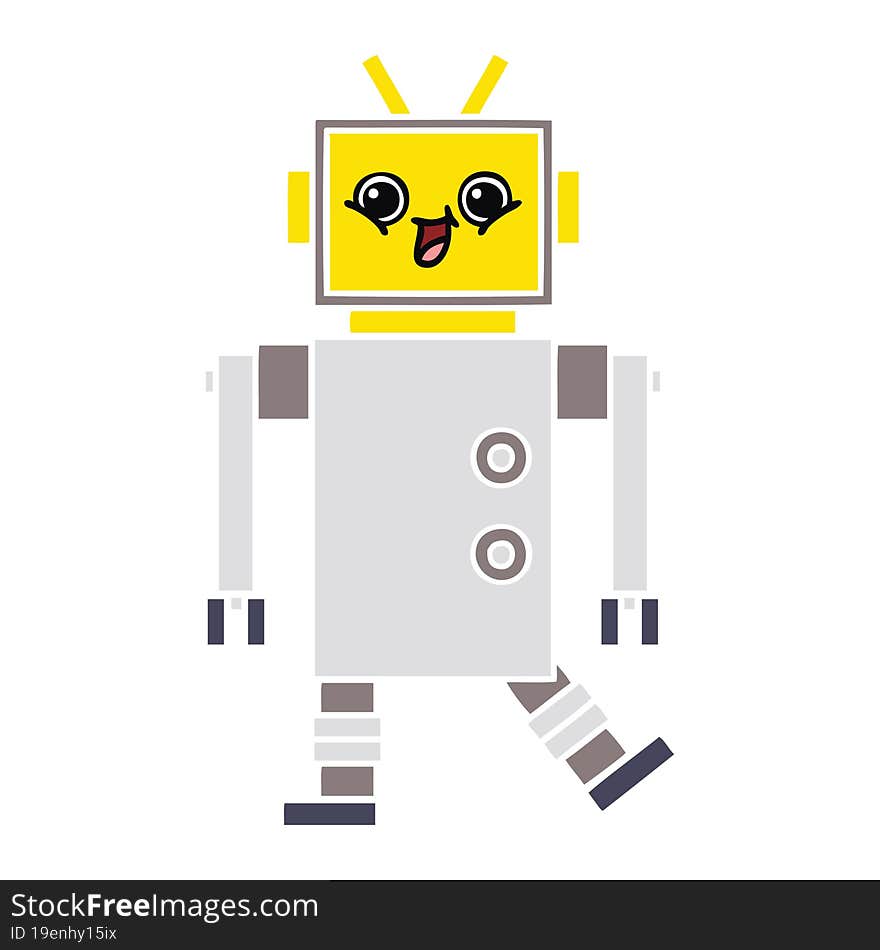 Flat Color Retro Cartoon Robot