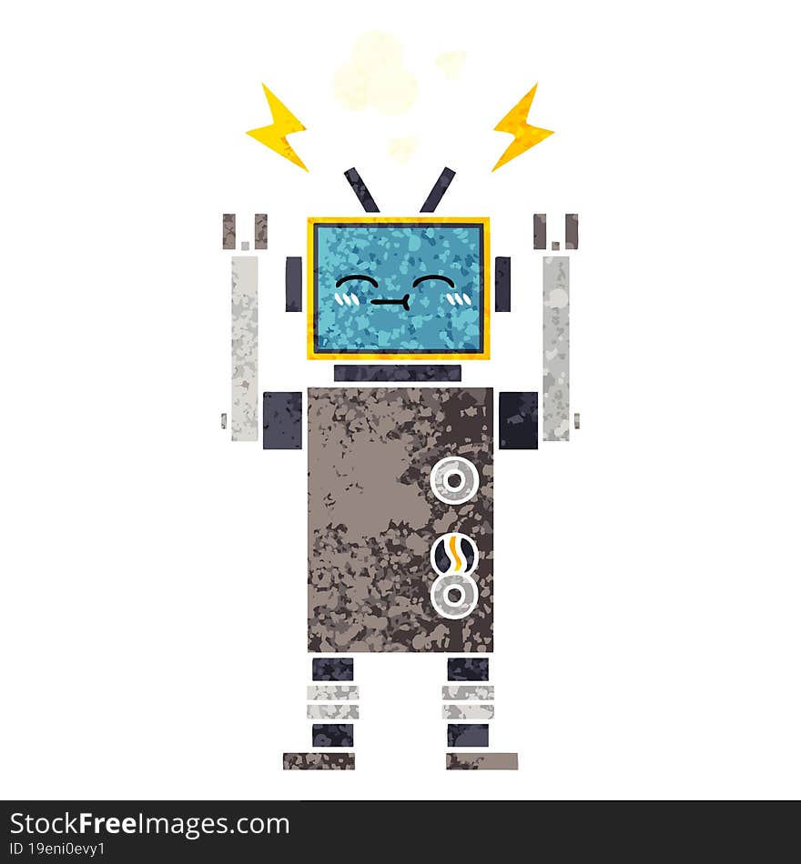 Retro Illustration Style Cartoon Robot