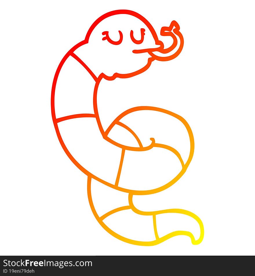 warm gradient line drawing of a cartoon poisonous snake