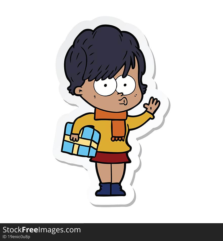 sticker of a cartoon woman