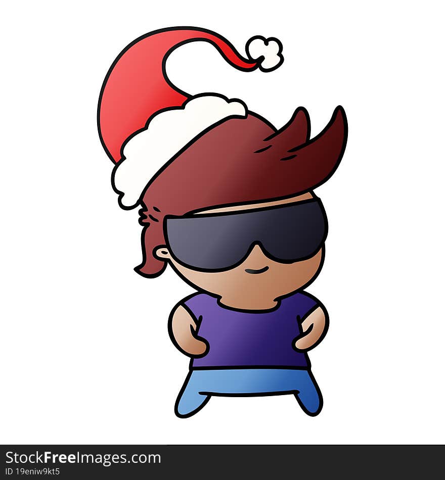 hand drawn christmas gradient cartoon of kawaii boy