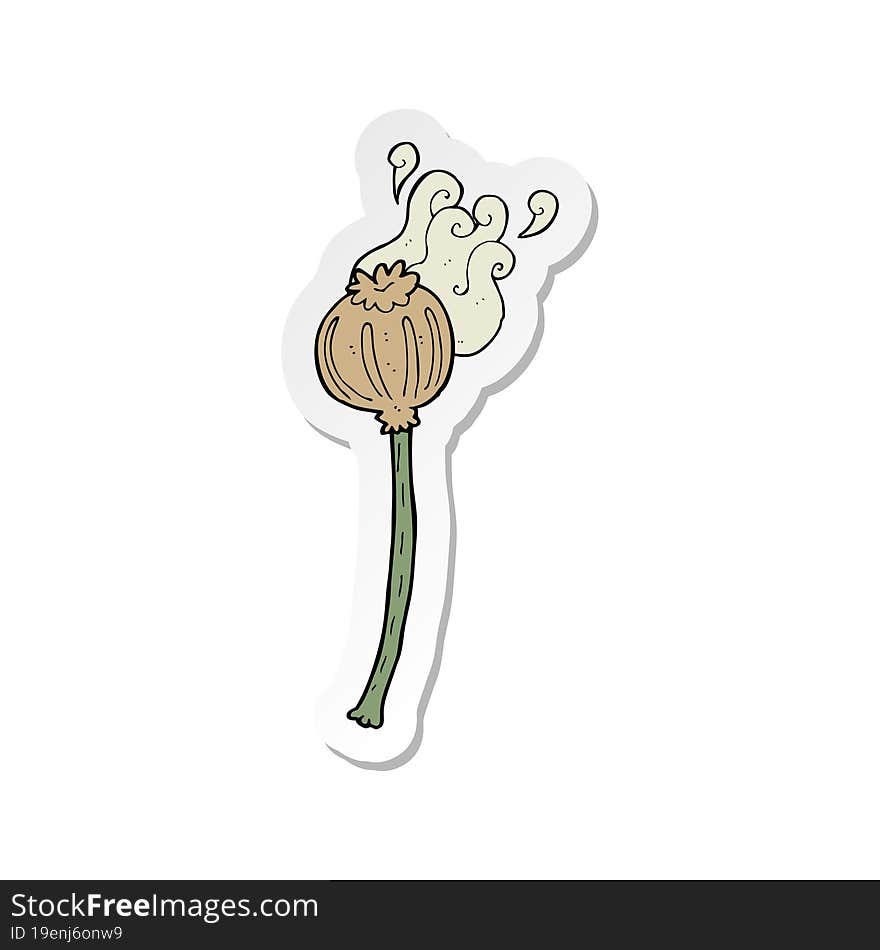 sticker of a cartoon dried poppy