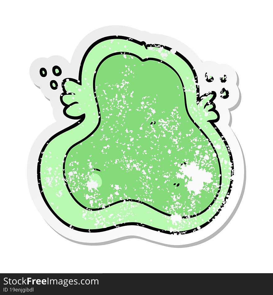 Distressed Sticker Of A Cartoon Amoeba