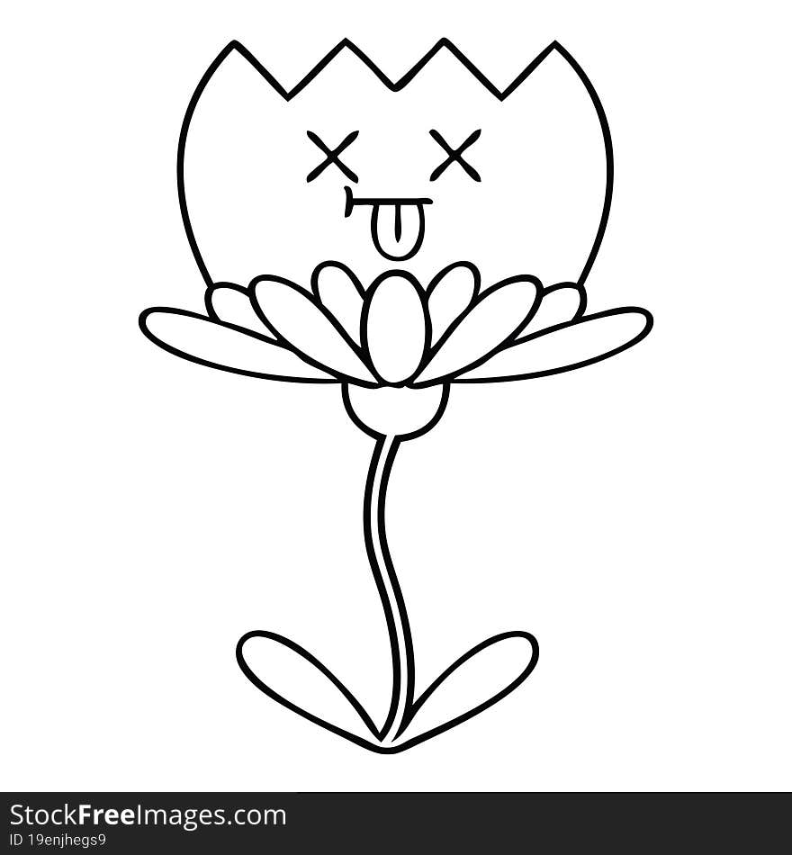 Line Drawing Cartoon Flower