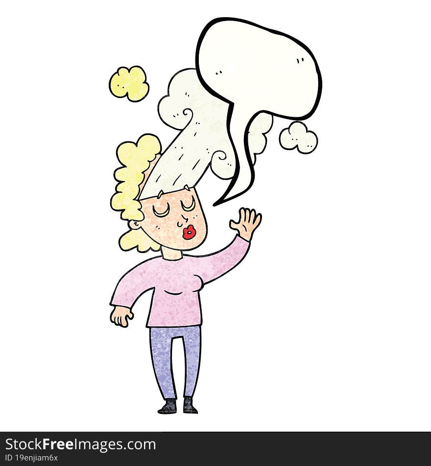 Speech Bubble Textured Cartoon Woman Letting Off Steam