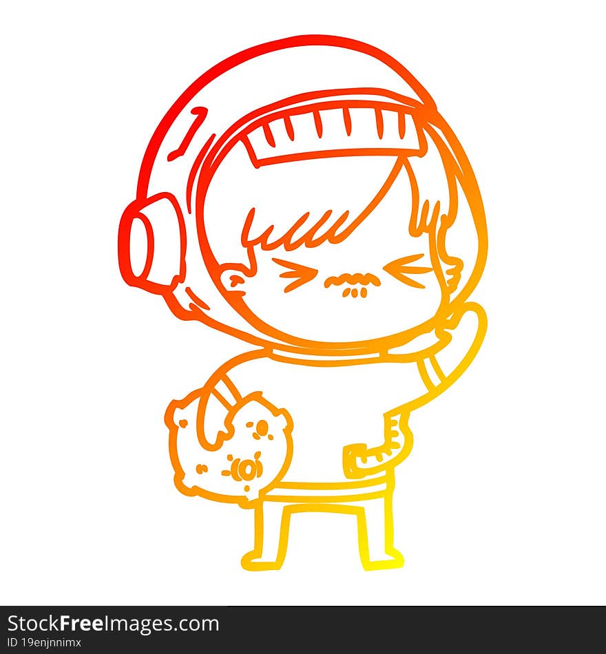 warm gradient line drawing cartoon astronaut woman