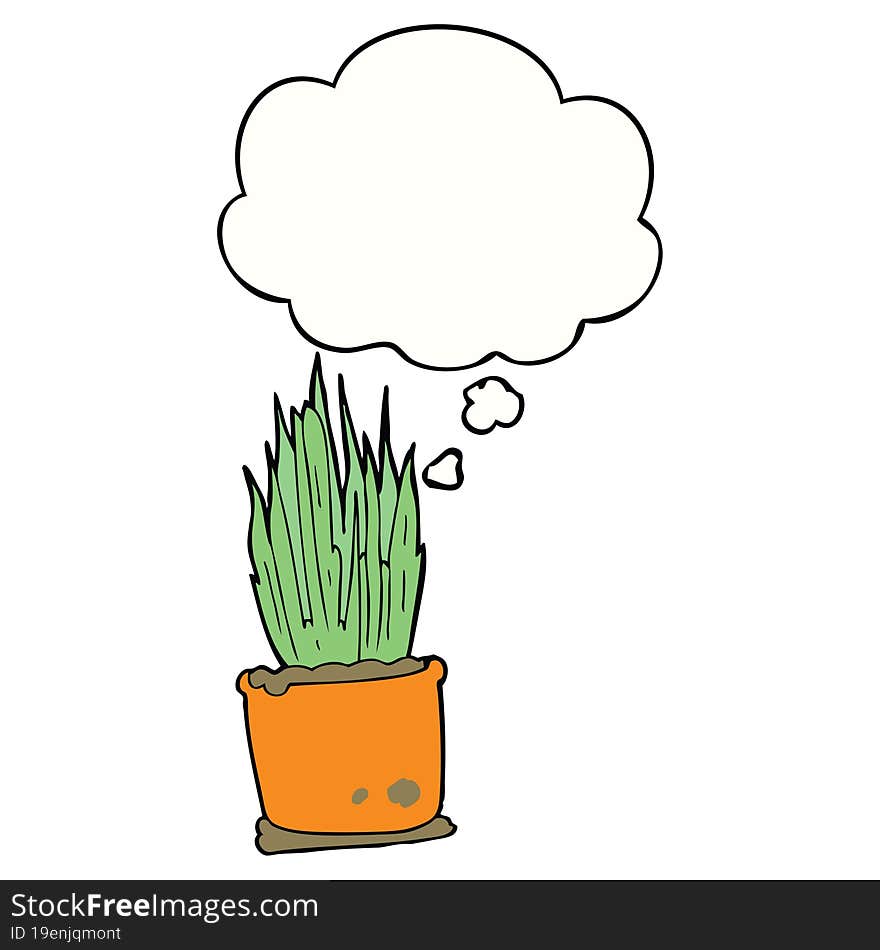 cartoon house plant and thought bubble