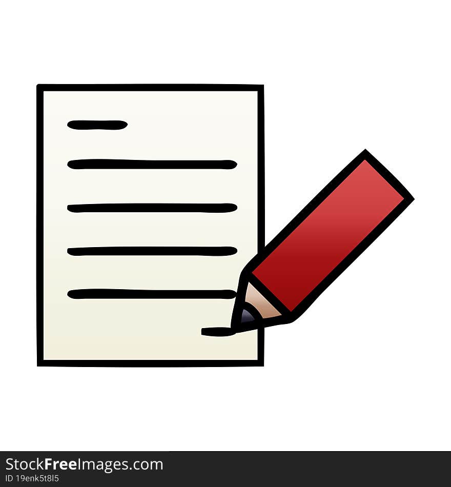 gradient shaded cartoon of writing a document