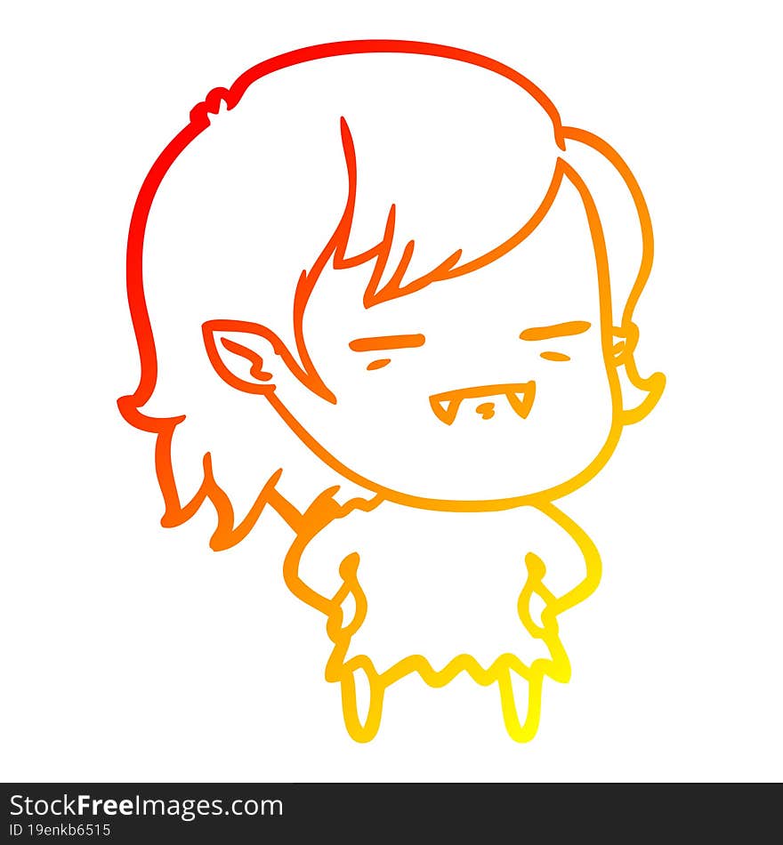 warm gradient line drawing cartoon undead vampire girl