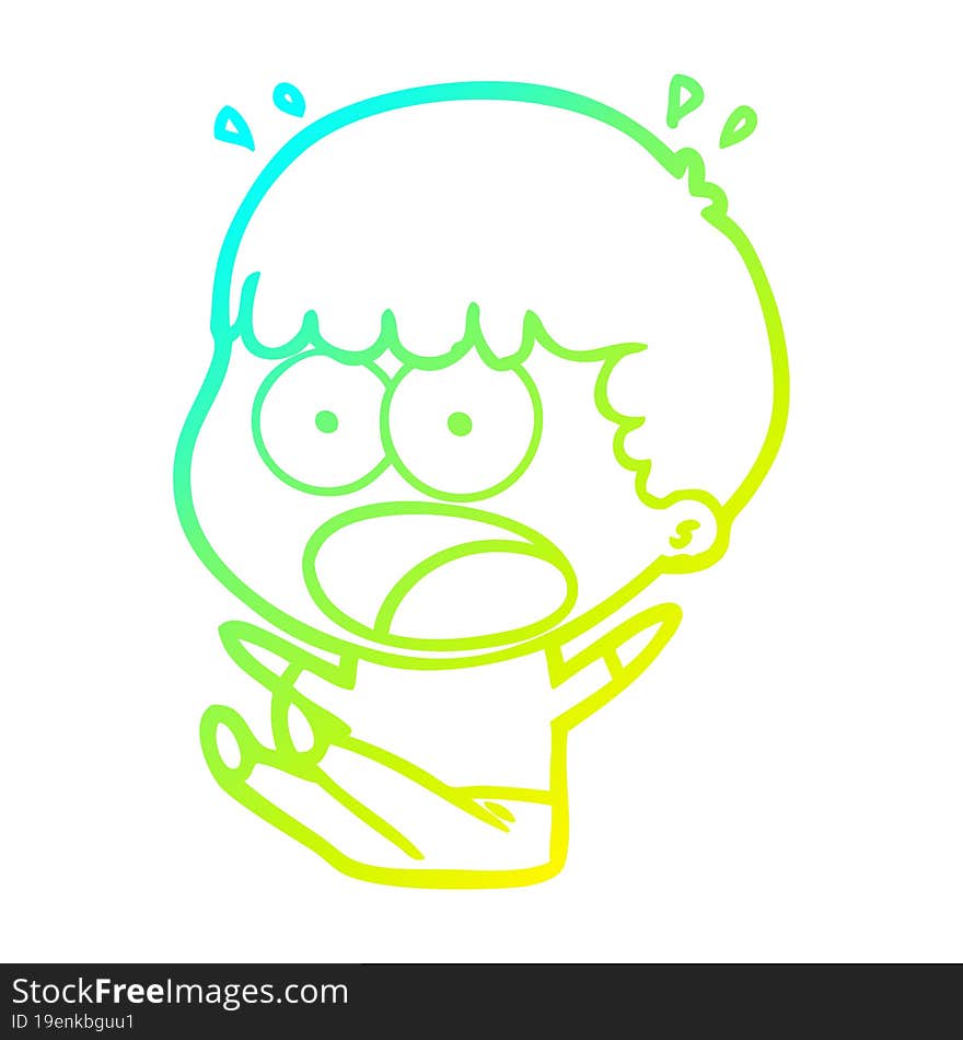 cold gradient line drawing cartoon shocked man