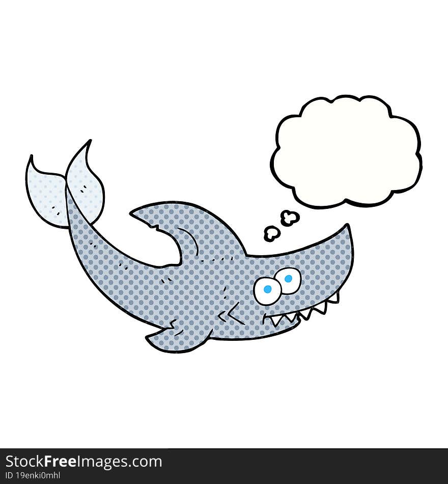 freehand drawn thought bubble cartoon shark