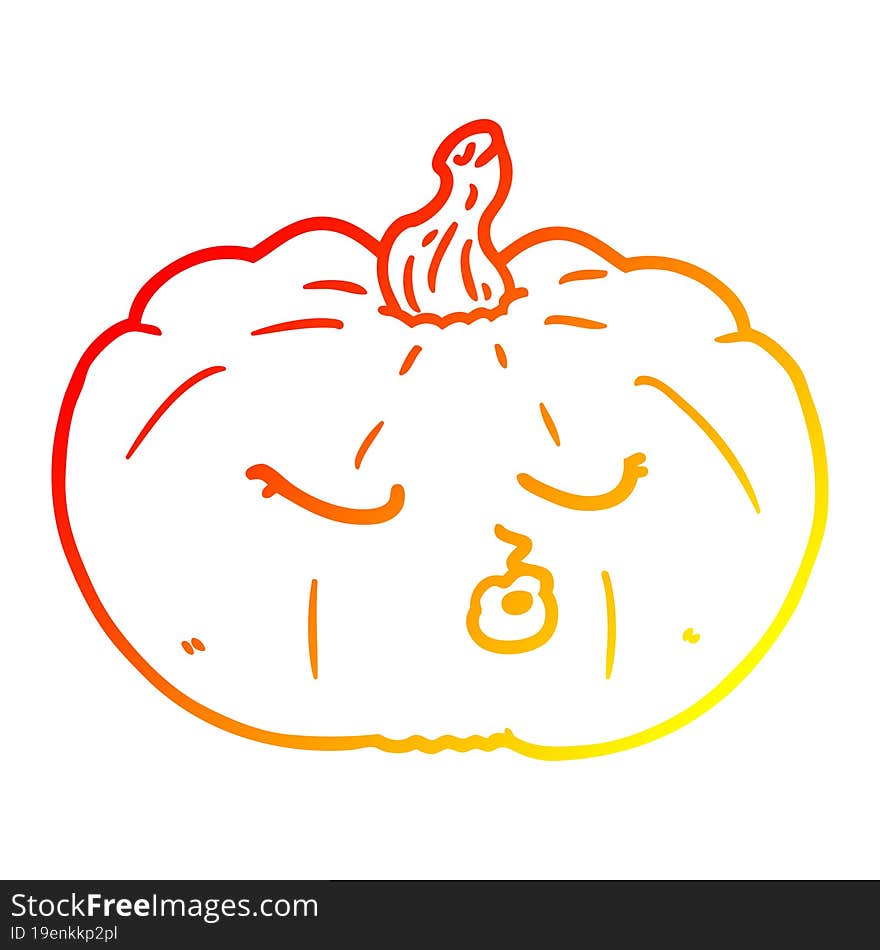 warm gradient line drawing of a cartoon pumpkin