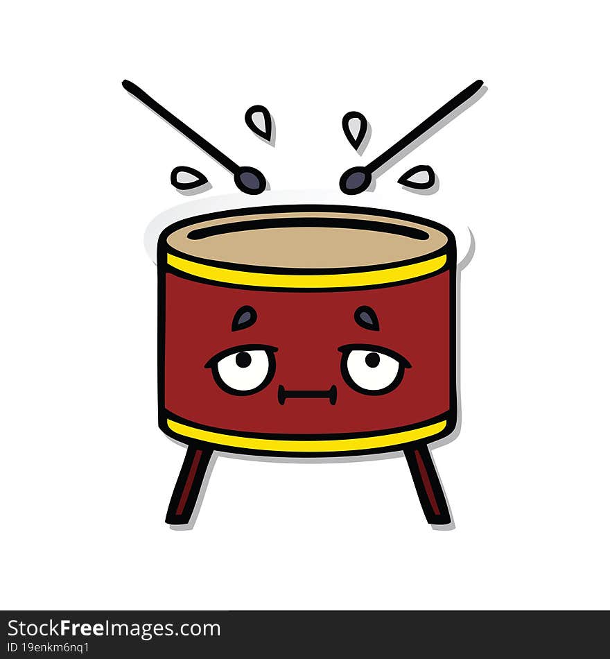 Sticker Of A Cute Cartoon Drum