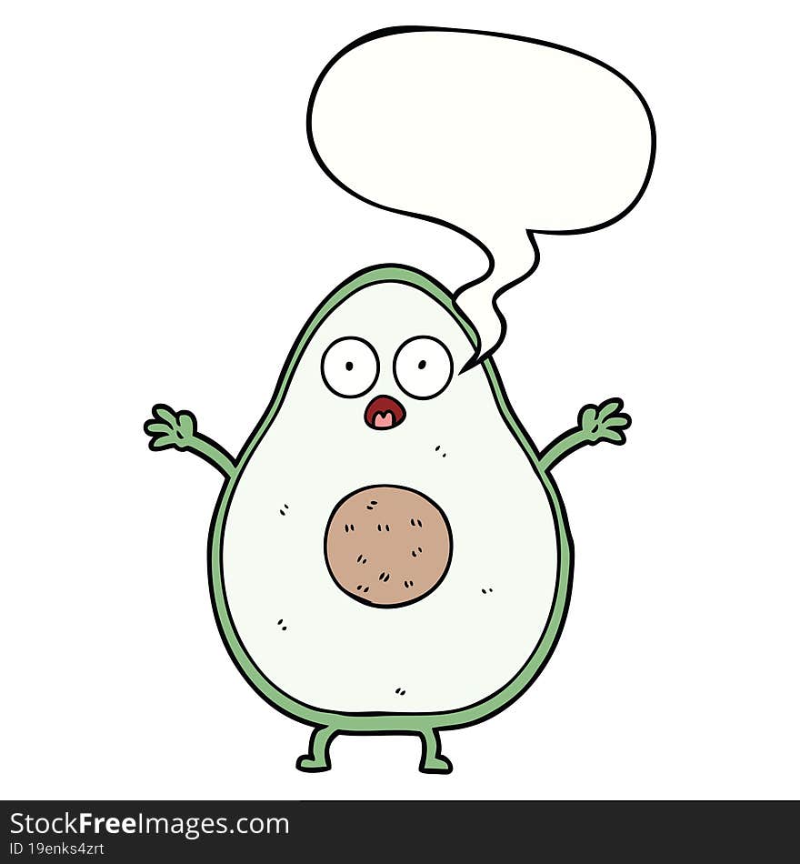 cartoon avocado and speech bubble