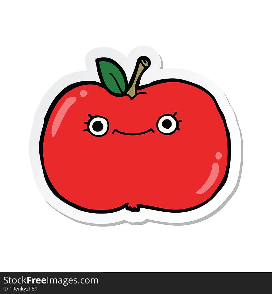 sticker of a cute cartoon apple