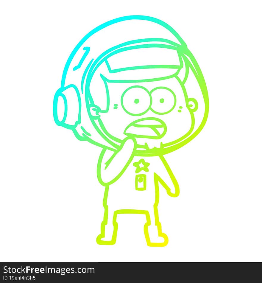 cold gradient line drawing cartoon surprised astronaut