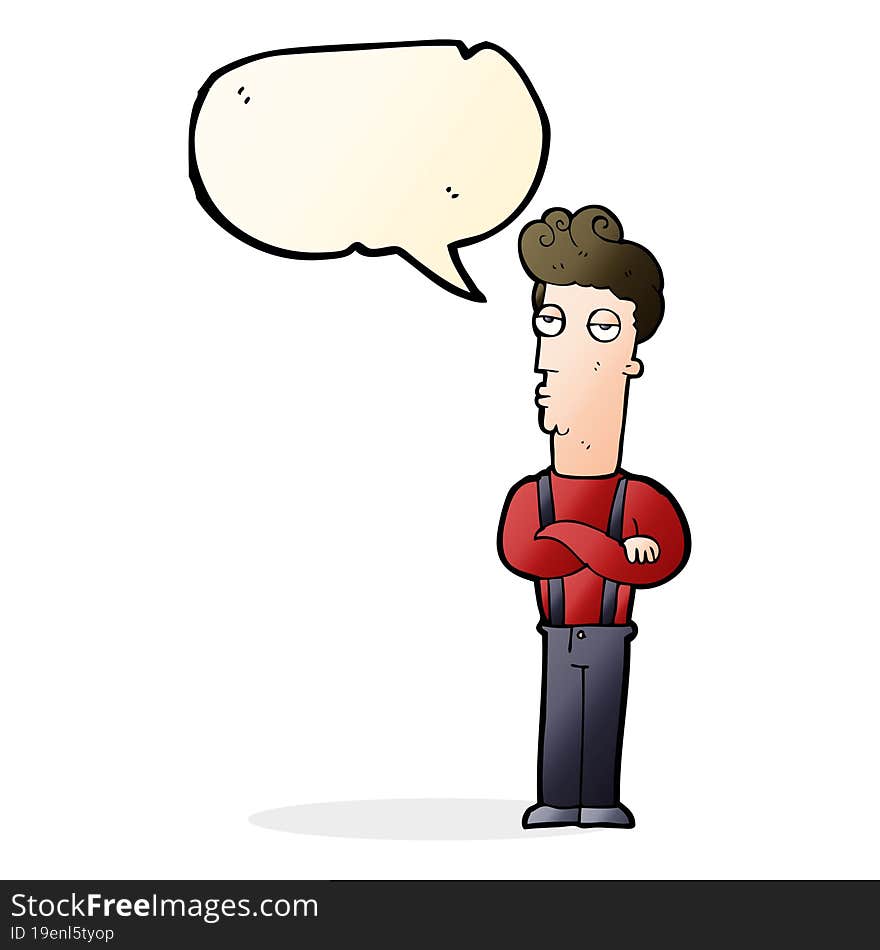 Cartoon Unimpressed Man With Speech Bubble