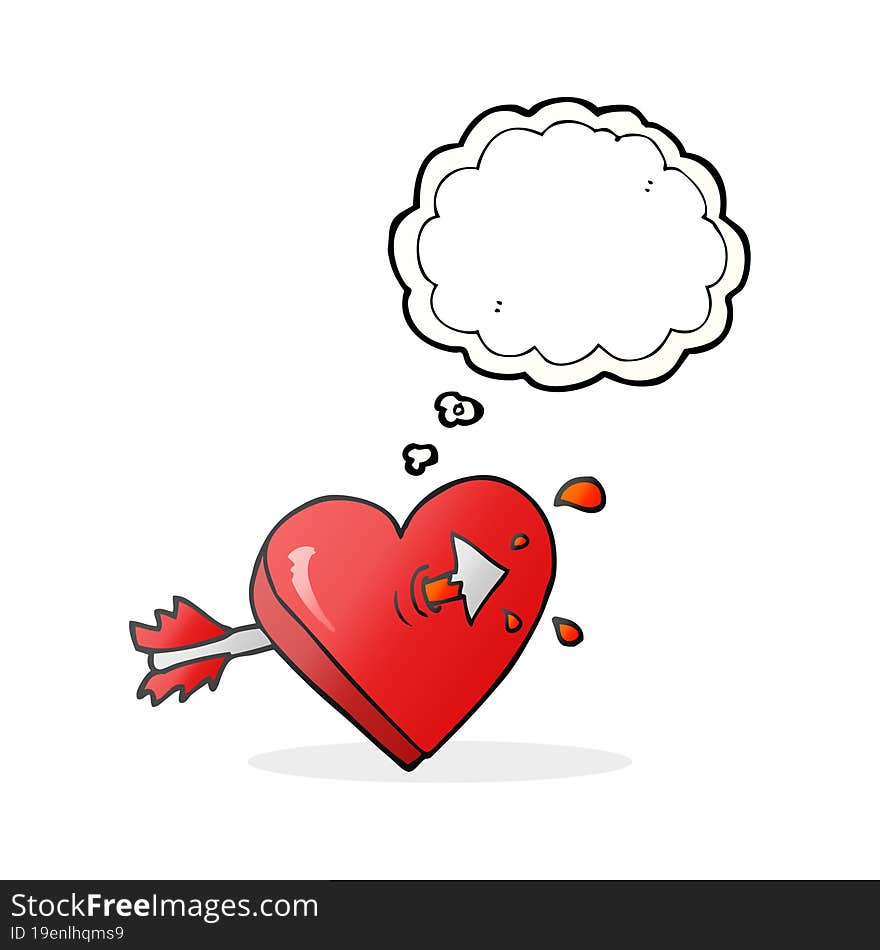 thought bubble cartoon arrow through heart thought bubble cartoon