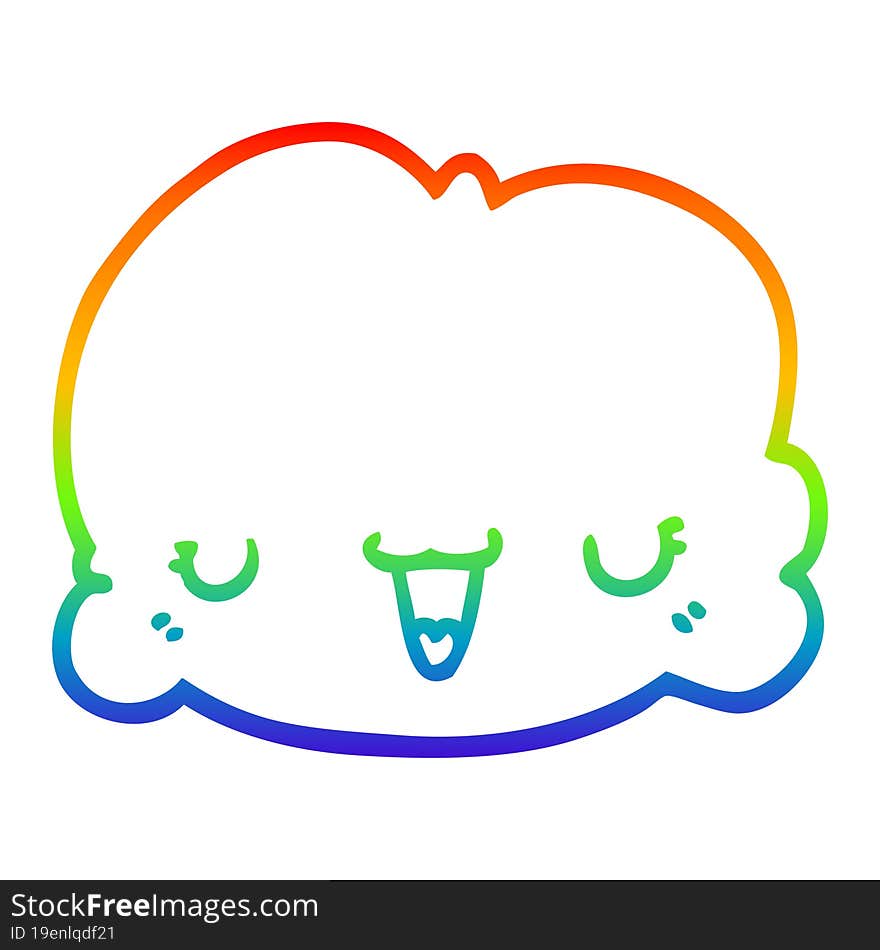 rainbow gradient line drawing cute cartoon cloud