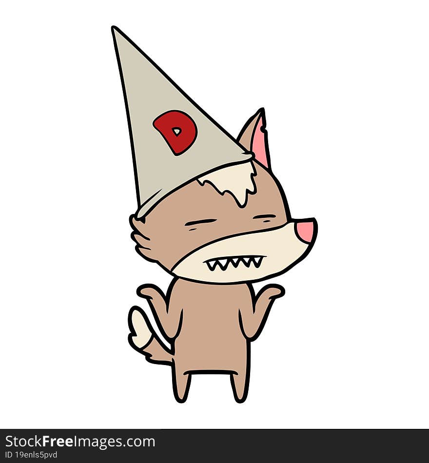 cartoon wolf wearing duce hat. cartoon wolf wearing duce hat