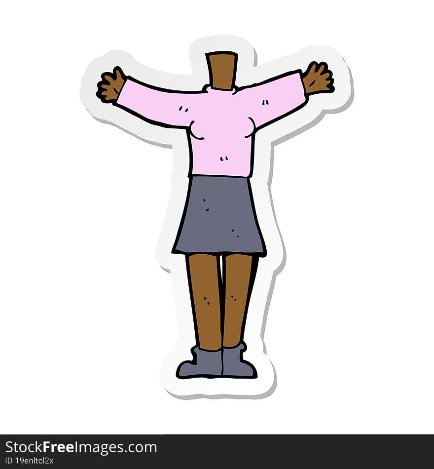 sticker of a cartoon female body