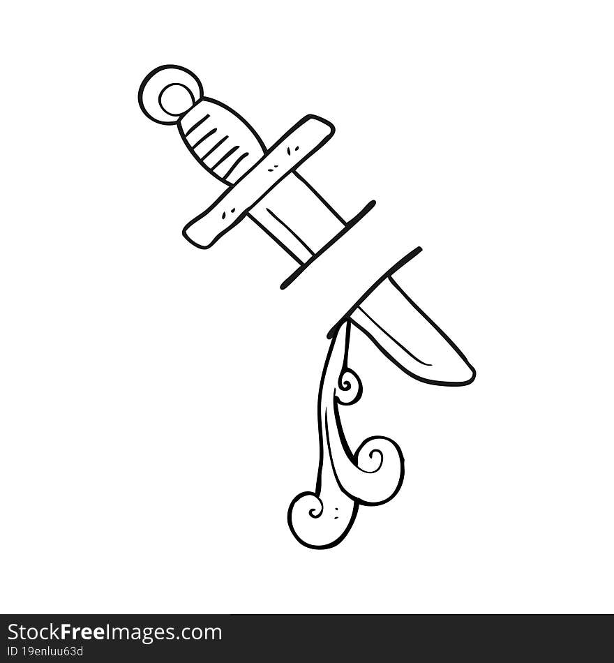 black and white cartoon tattoo knife symbol