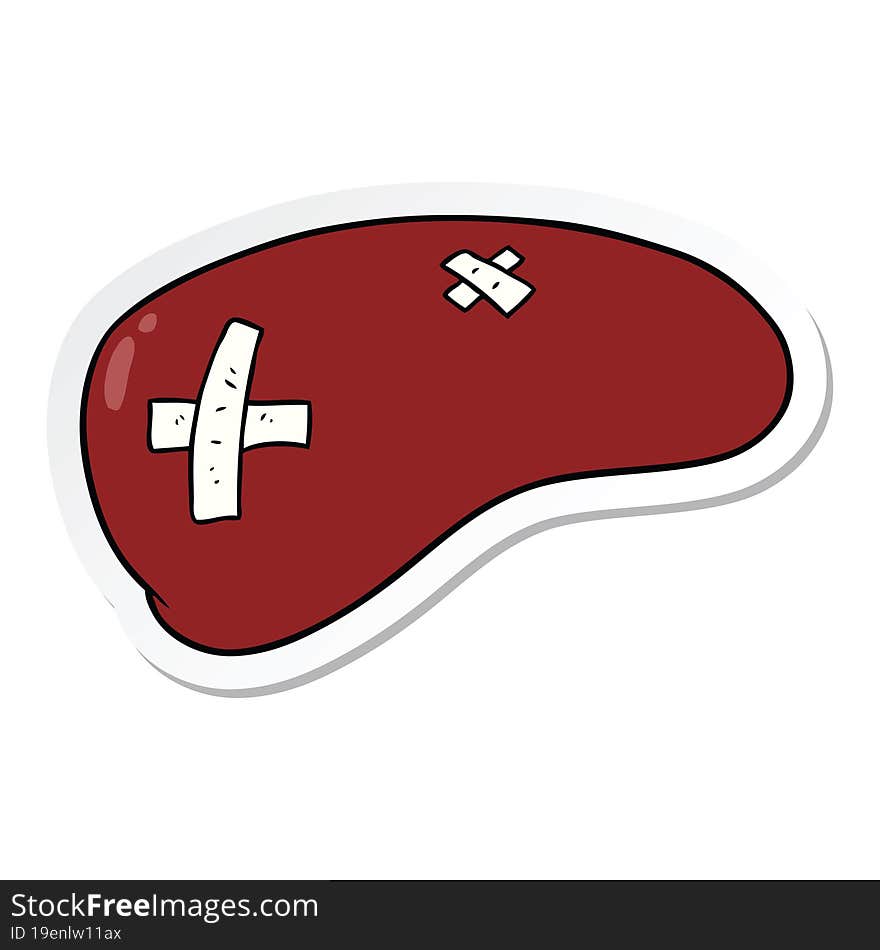 Sticker Of A Cartoon Repaired Liver