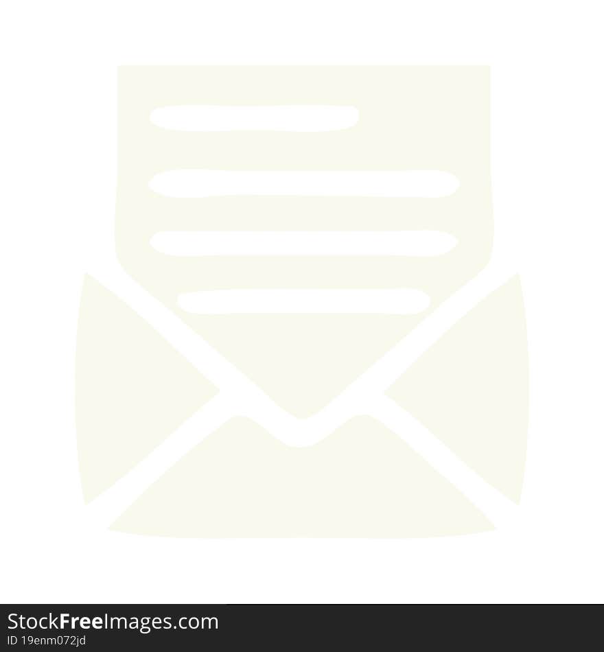 flat color retro cartoon letter and envelope