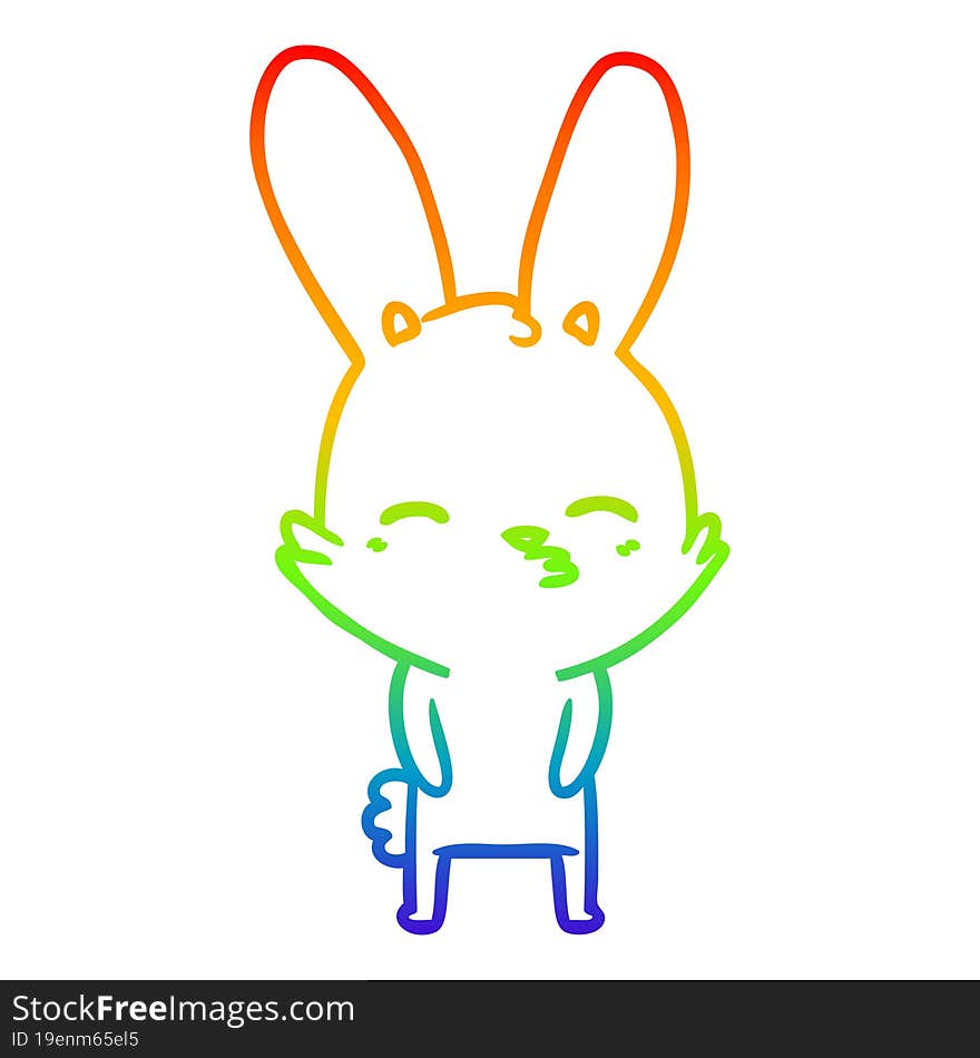 rainbow gradient line drawing curious bunny cartoon