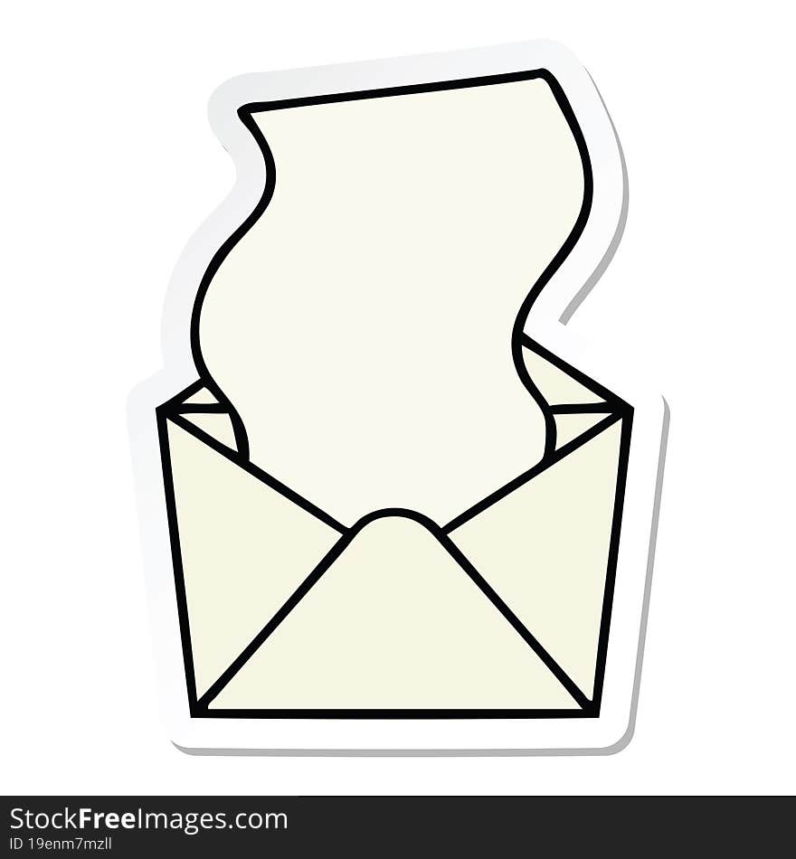 sticker of a quirky hand drawn cartoon letter and envelope