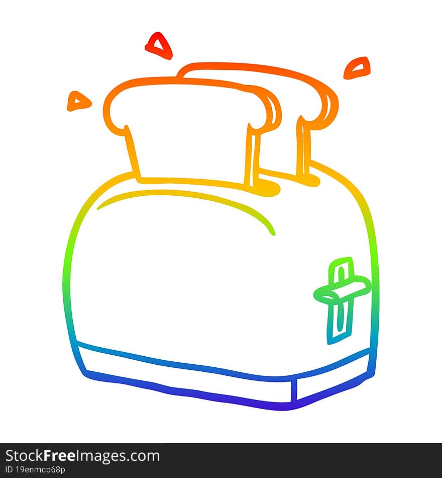 rainbow gradient line drawing toaster toasting bread