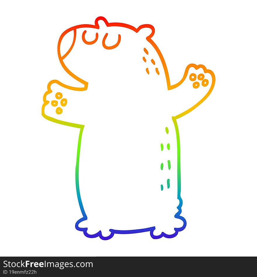 rainbow gradient line drawing cartoon bear standing