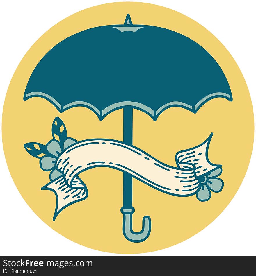 icon with banner of an umbrella